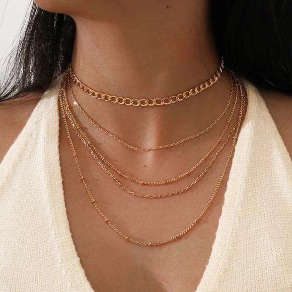 New 18k gold plated multilayered Necklace - Picture 1 of 5